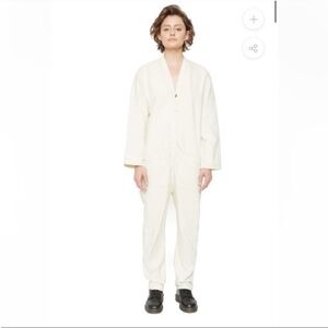 Free People x Sandrine Rose Kimono Style Utilitarian Jumpsuit in Off-white.